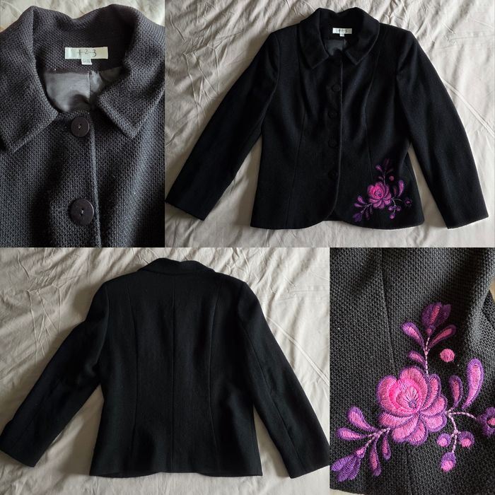 Ensemble Tailleur Maison 123 Laine Vierge Noir Broderie Taille 40 - photo numéro 3