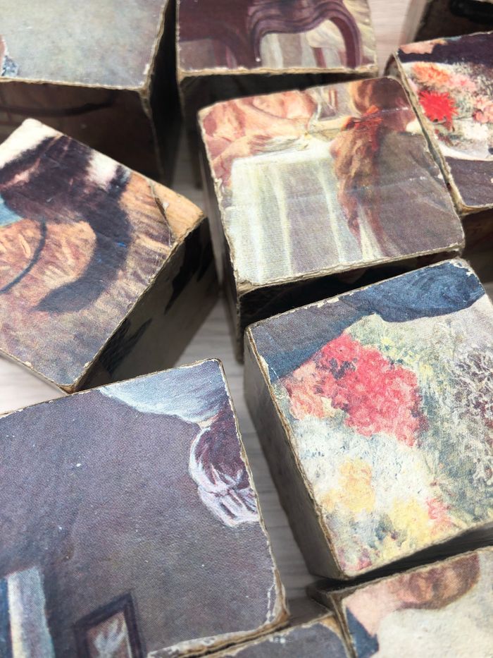 Puzzle 12 cubes en bois vintage - photo numéro 6