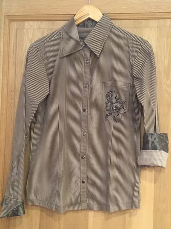 Chemise manches longues femme Kaporal marron crème à rayures