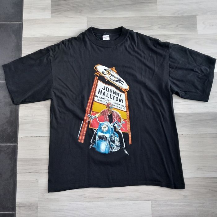T-shirt noir homme imprimé "Johnny Hallyday" PolyGramm taille XL