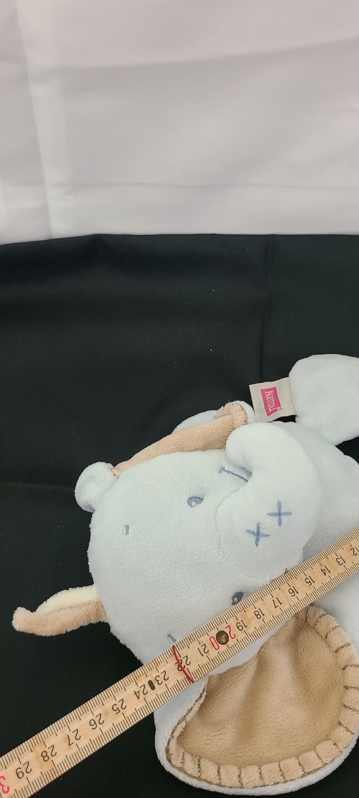 Nattou collection Les rigolos doudou flatsie éléphant bleu beige - photo numéro 4