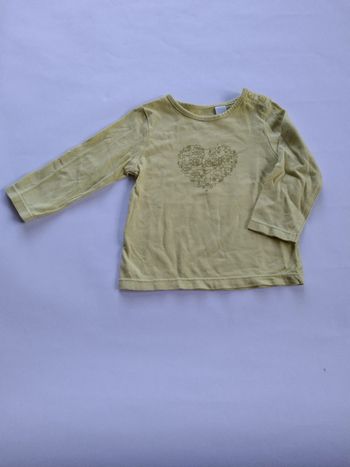 tee shirt vert  manches longues okaidi fille 6 mois