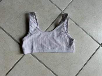Brassière de sport côtelée beige