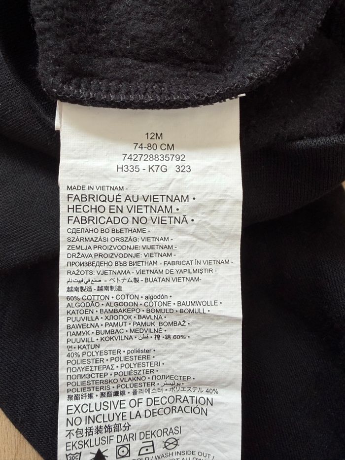 Sweat à capuche NIKE noir bébé – 12 mois (74–80 cm) - photo numéro 4