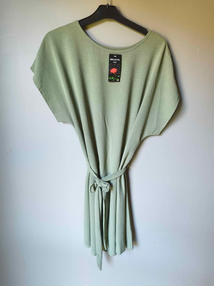 robe d'été vert kaki taille unique du 36 au 44 avec ceinture - photo numéro 4