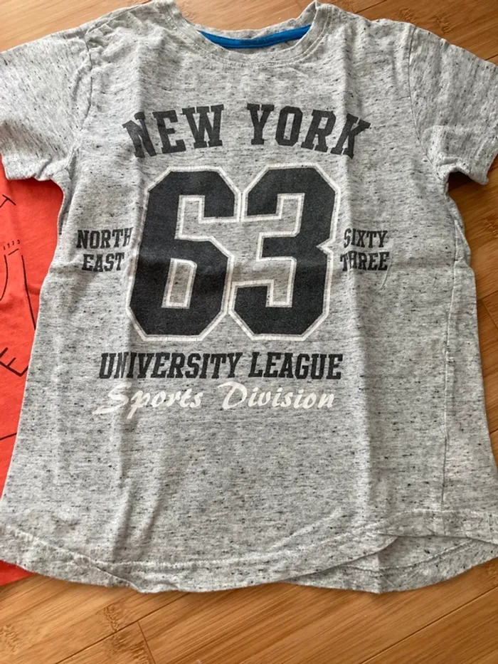 8 ans - Set de 3 t-shirt manches courtes - gris, blanc et orange - photo numéro 2