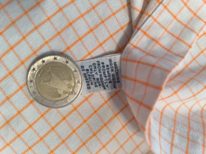 Chemisette à carreaux - Ralph Lauren - Logo brodé premium - Blanc, orange - Taille M - photo numéro 10