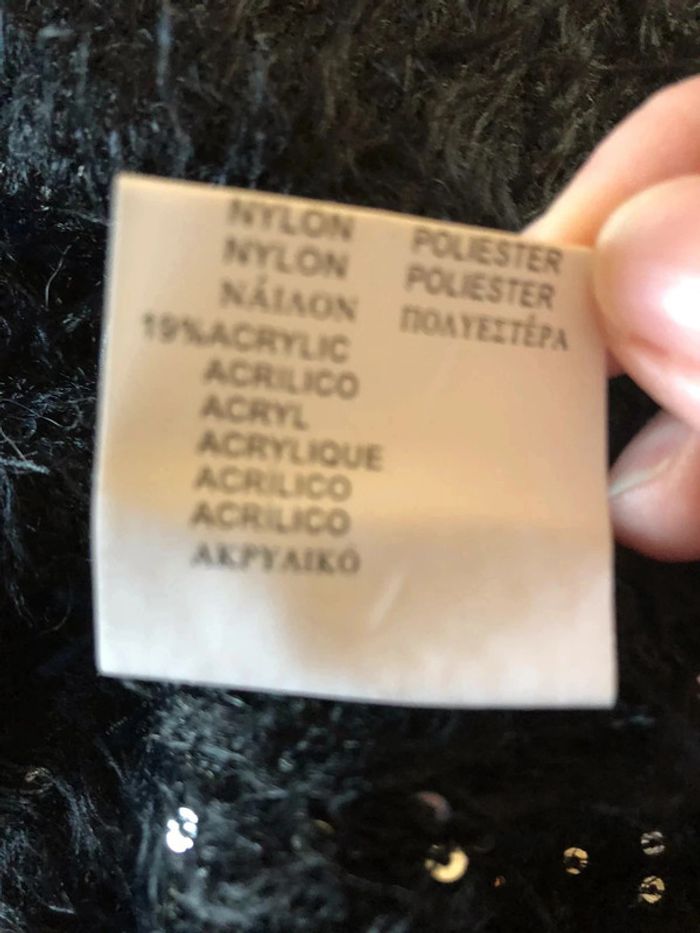 Pull noir fluffy sequins neuf S/M - photo numéro 6