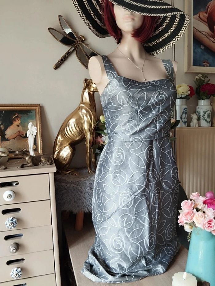 🌿Robe Drapée Motifs Fleuris Soie Sauvage T36/38🌿 - photo numéro 2