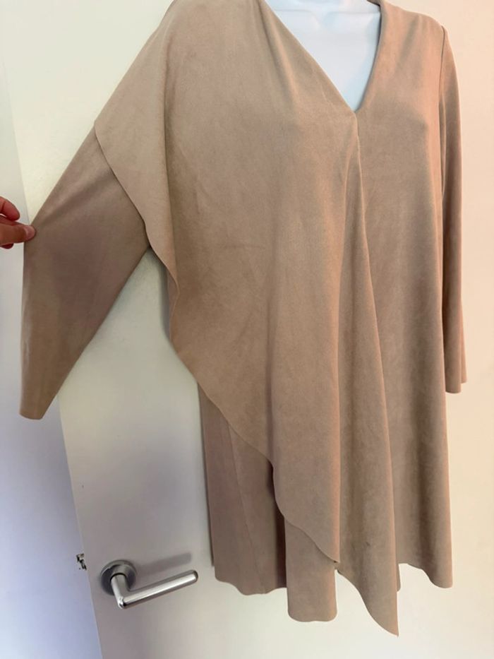 Robe tunique effet daim beige Zara - photo numéro 4