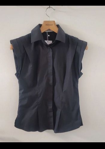 Chemise noire pour homme, manches courtes avec épaulettes, by swan, taille 37