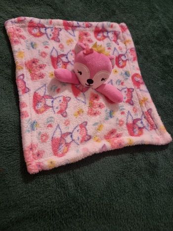 Doudou plat Renard rose 