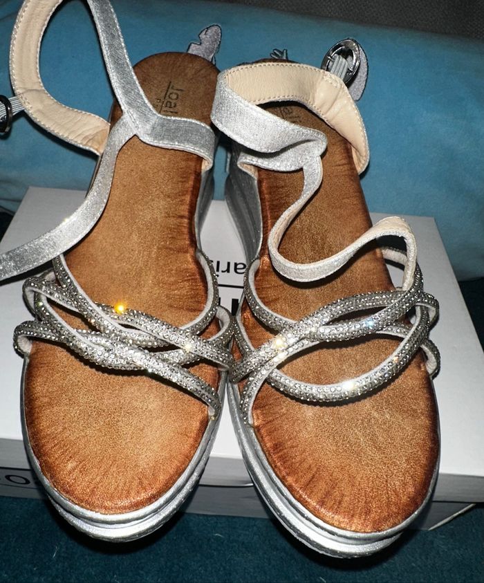 Sandale à talons compensées argenté taille 39 - photo numéro 3