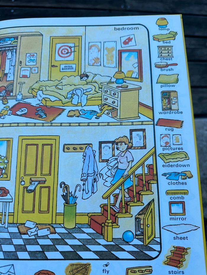 Livre grand album ancien Les mille 1000 premiers mots en anglais english rouge et or - photo numéro 4