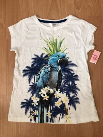 Joli T-shirt blanc MC T. 5-6 ans/116 cm neuf avec étiquette