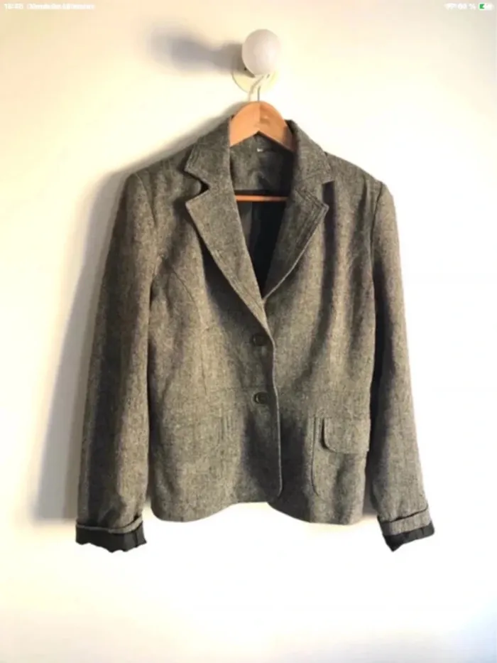 Veste blazer en laine et effet tweed taille 40/42 - photo numéro 2