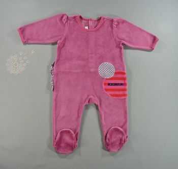Pyjama dors-bien grenouillère velours bordeaux violet Les jolis pas beaux Moulin Roty 6 mois 67 cm fille