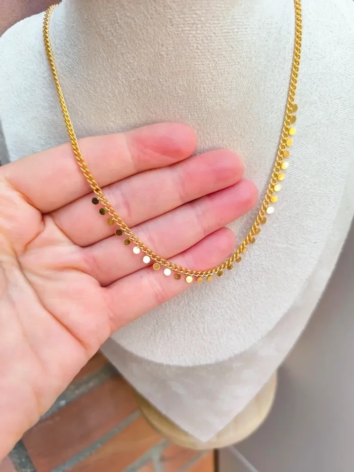Collier doré avec franges pampilles rondes - photo numéro 8