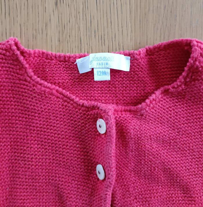 Gilet Cardigan en maille Jacadi rouge 12 mois fille - photo numéro 4