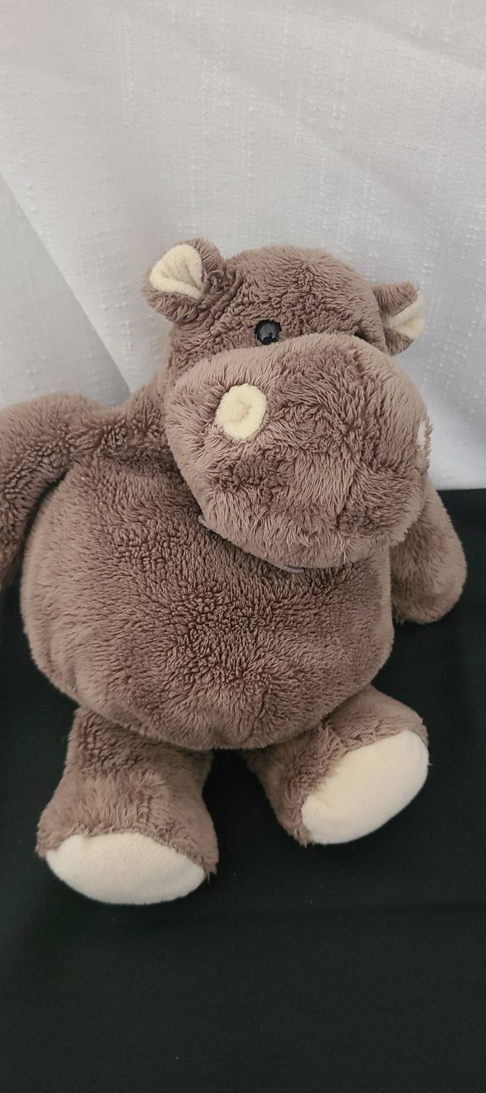 Peluche doudou hippopotame HISTOIRE D'OURS brun marron blanc crème - photo numéro 3