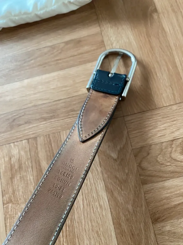 Ceinture Gucci Authentique en Cuir – Bleu & Rouge – 95 cm avec Dustbag - photo numéro 3