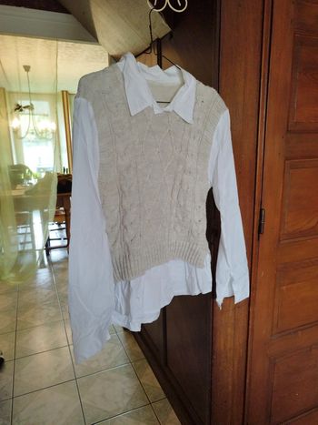 Chemise blanche col claudine vintage M/38 y2k