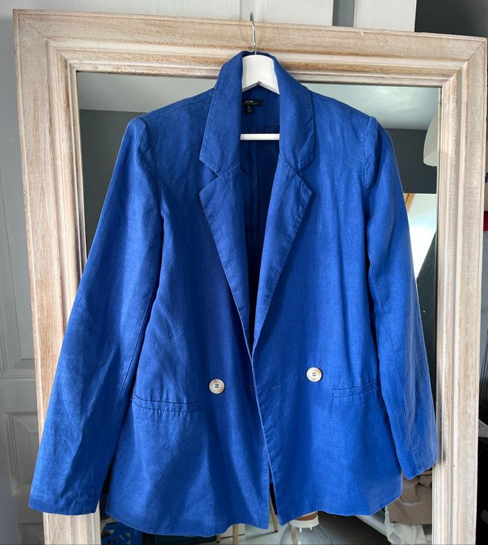 Blazer bleu Kiabi – Taille 36, comme neuf - photo numéro 4