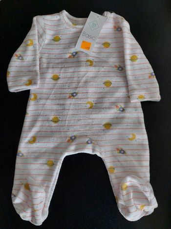 Grenouillère motif lune et soleil fille 1mois