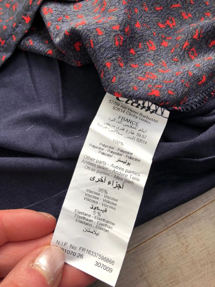 Blouse Etam taille S imprimé léopard marine rouge - photo numéro 4