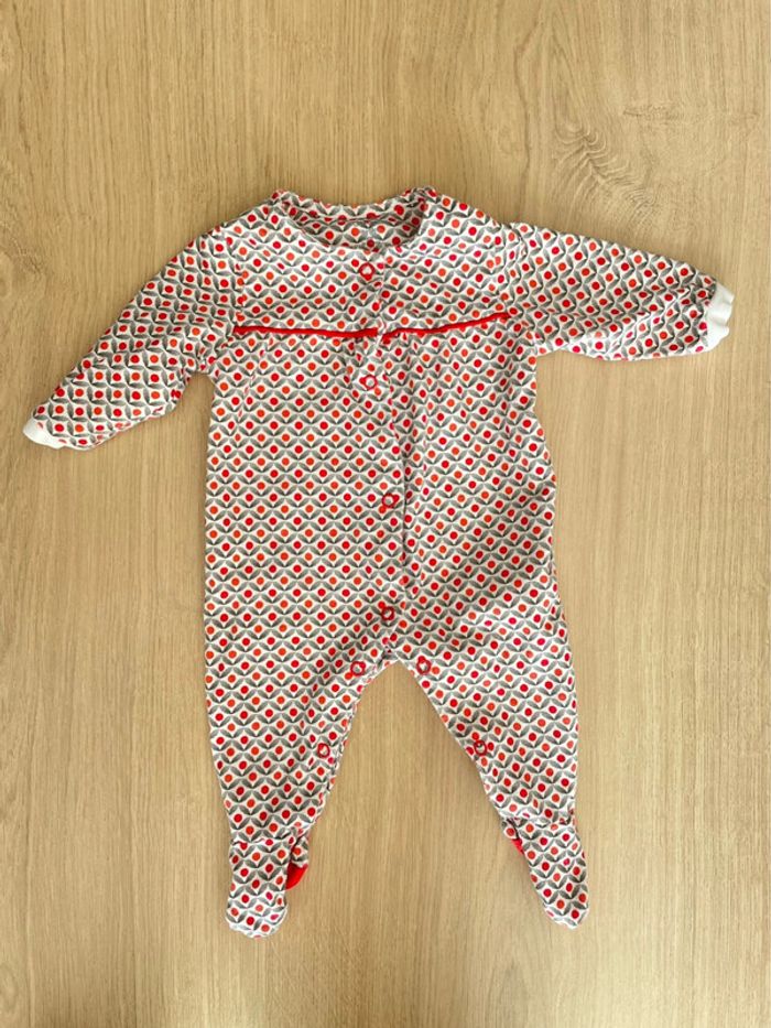 Grenouillère imprimé rouge bébé fille garçon taille 3 mois