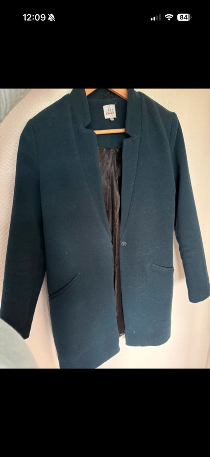 Manteau long bleu canard - photo numéro 2