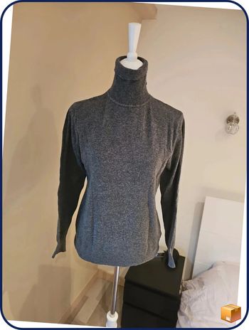 Pull col roulé avec cachemire taille L gris femme