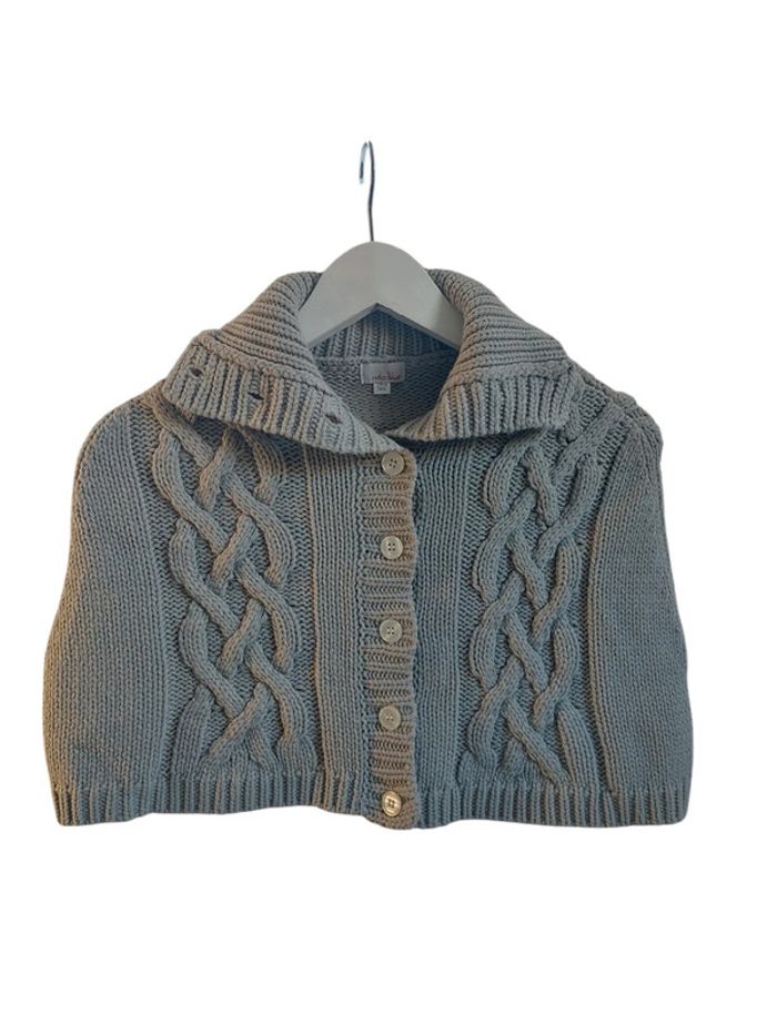 Gilet à boutons poncho en laine gris col roulé fille 6 ans