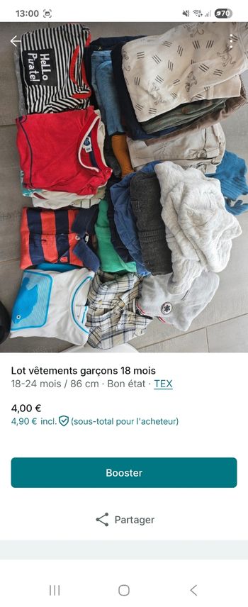 Lot vêtements garçons 18 mois