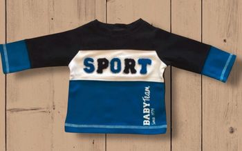 Pull ML garçon – 3 mois – Noir, bleu et blanc – TBE