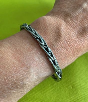 Bracelet jonc mixte ouvert vintage en alliage de zinc argenté