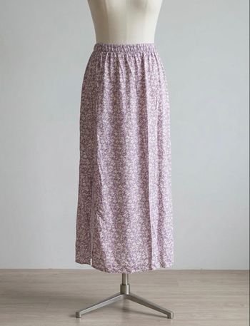 Jupe Longue Florale Fendue - Taille 34 - Violet/Blanc