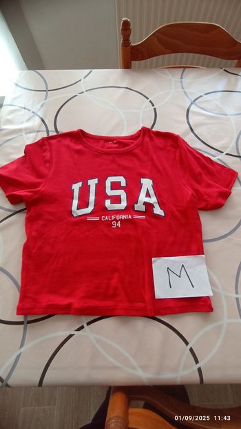 T-shirt court fille M kiabi rouge USA