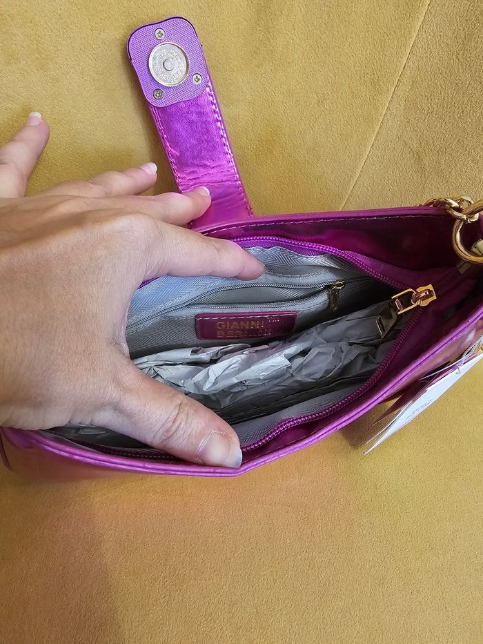 Sac a main rose brillant neuf gianni bernini - photo numéro 4