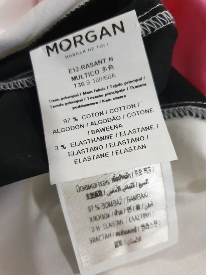 Robe femme Morgan T36 long 81cm blanc/noir/rose - photo numéro 5