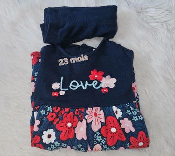 Robe manches longues 23 mois + collants assortis