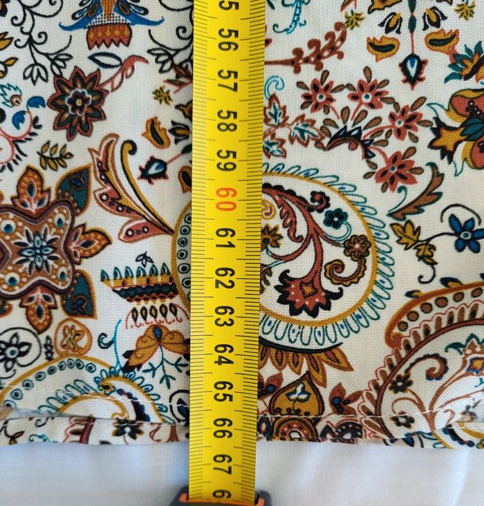 Blouse manches courtes à motifs imprimé cachemire écru rouille bleu Camaïeu Taille 38 - photo numéro 10