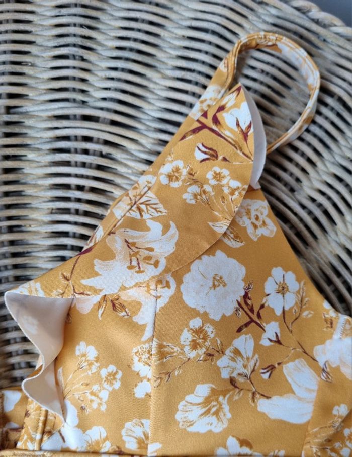 Maillot de bain 2 pièces jaune moutarde ocre fleurie T.XXS H&M - photo numéro 4