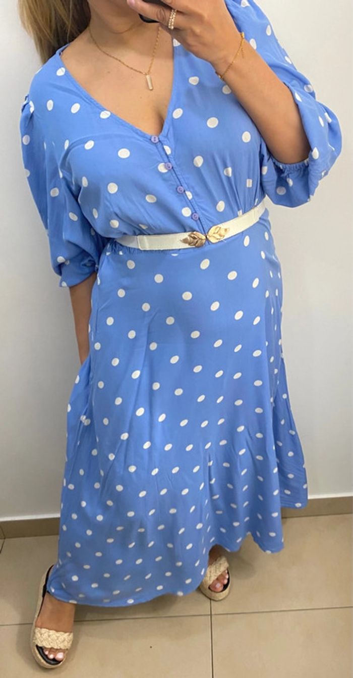 Robe Longue A Pois Taille L - photo numéro 3