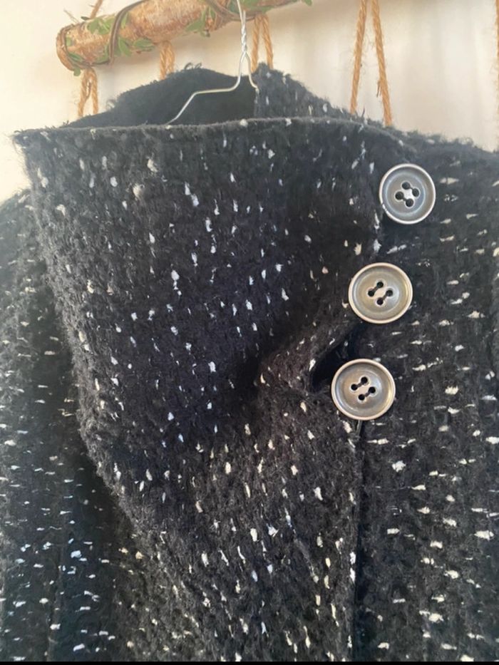 Manteau très chaud chiné noir et blanc - photo numéro 9