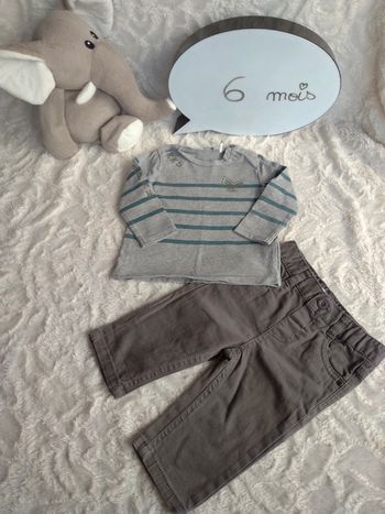 Ensemble (tee shirt manches longues ikks+pantalon Gémo) Garçon 6 mois Japon Tour Japan