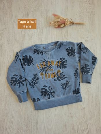 Haut/Sweat garçon bleu tropical Tape à l’œil/TAO – 4 ans