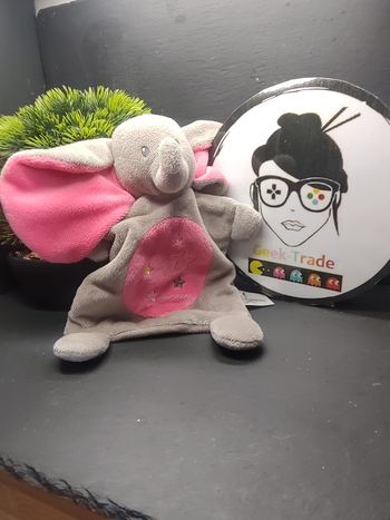 doudou plat éléphant gris rose étoiles nicotoy ovale simba toys Jaune Rectangle 
