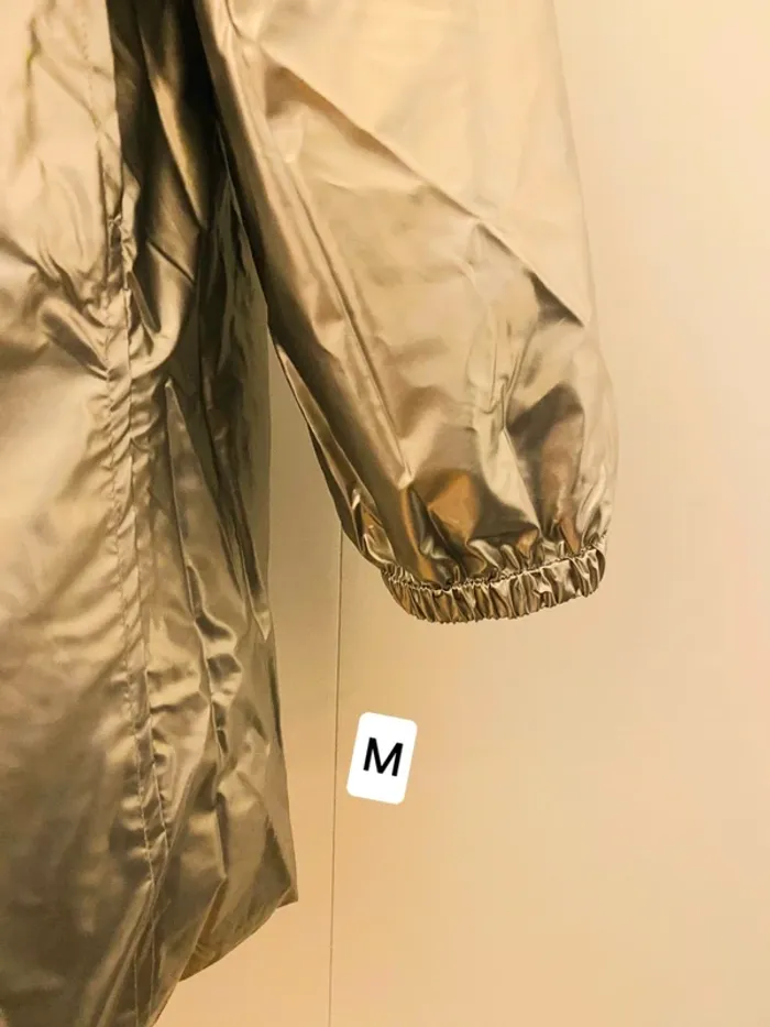 Manteau parka femme imperméable réversible long souple noire doré taille M - photo numéro 6