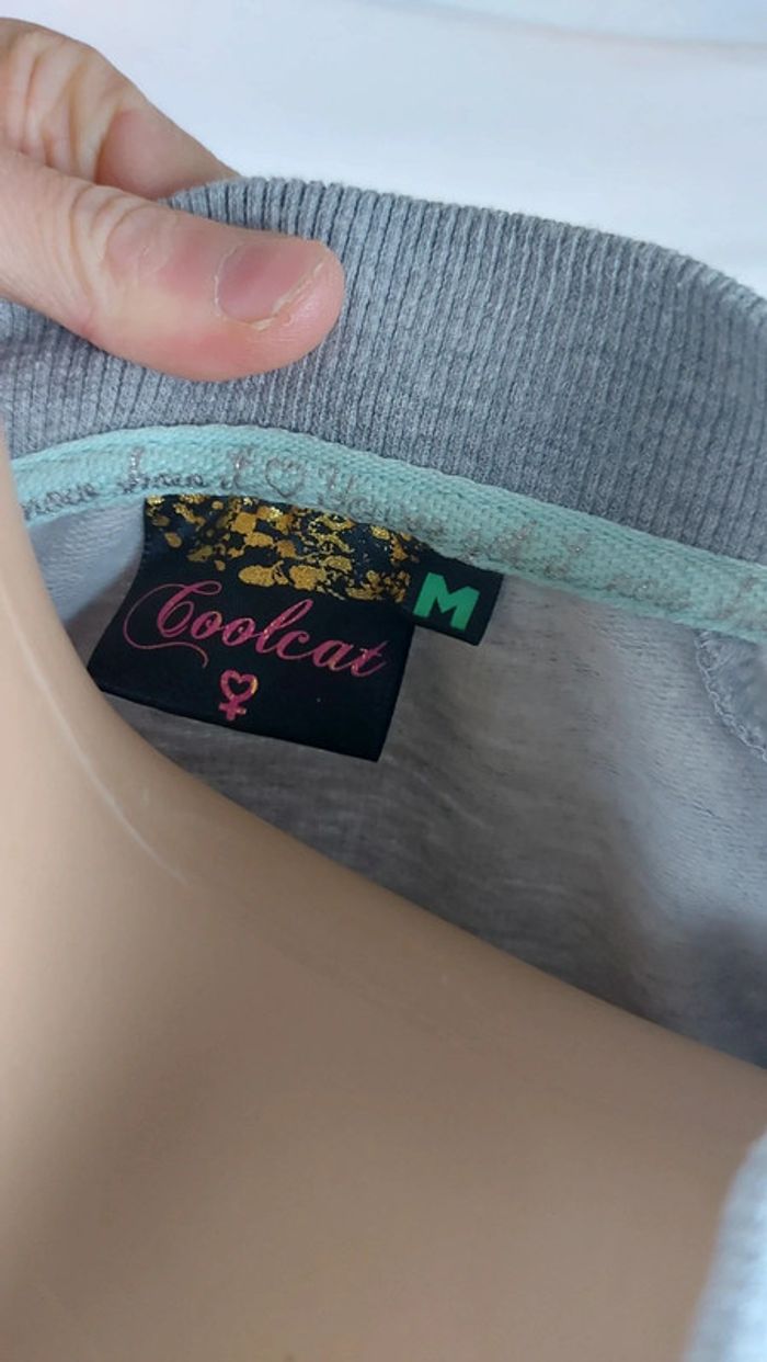 Gilet gris - zippé- court - moulant/ coolcat taille M - photo numéro 7